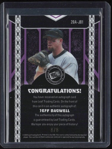 2025 Press Pass Shimmer Orange Jeff Bagwell 8/8 Auto Autograph - Picture 2 of 2