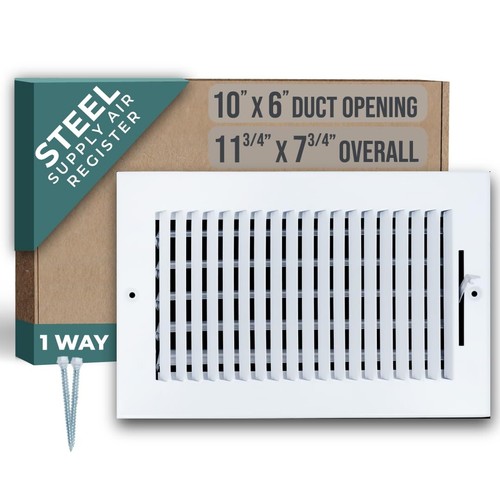 Fits 10x6 Duct Opening 1 Way Steel Air Supply Diffuser by | Register Vent Cov...
