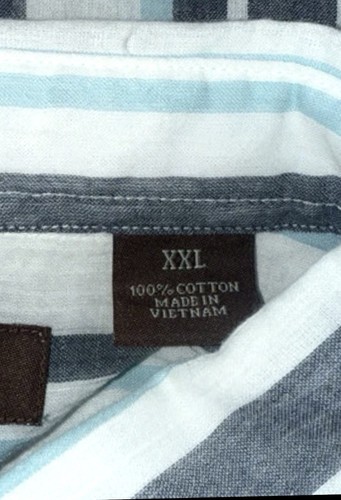PERRY ELLIS White Blue & Gray Button Up Short Sleeve Shirt Men’s Size XXL / NWT - Picture 6 of 9
