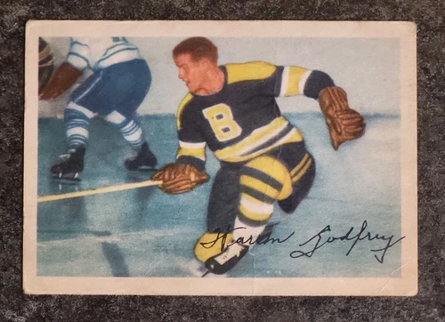 1953-54 Warren Godfrey PARKHURST HOCKEY CARD #95 EX