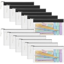Feifeiya 12 Pcs Clear Pencil Pouch Bulk Transparent Zipper Pouch Bags 7.87 x ...