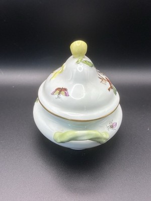 Herend Hungary Porcelain Rothschild Lemon Finial Dish Mini Tureen