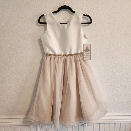 Rare Editions Girl's Size 14 White/Cream Sleeveless Fancy Dress-up Dress NWT