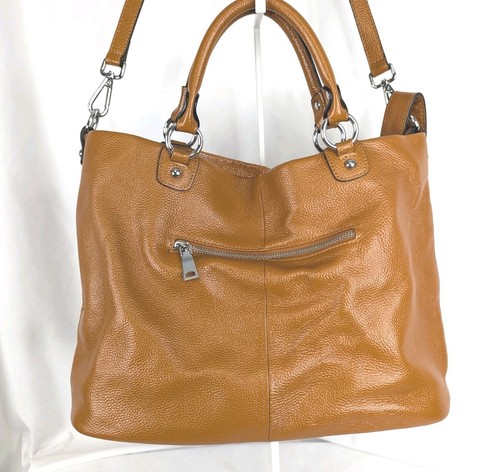 Kattee Brown Pebbled Leather Convertable Tote Purse Bag Satchel 16x11x5 - Picture 7 of 21