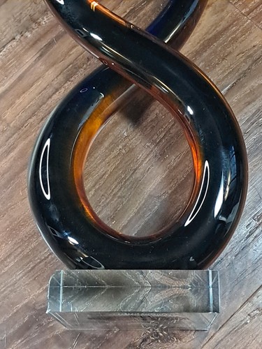 Vintage MCM Murano Art Glass Sculpture Freeform Abstract Black and Orange 12" - Picture 6 of 9
