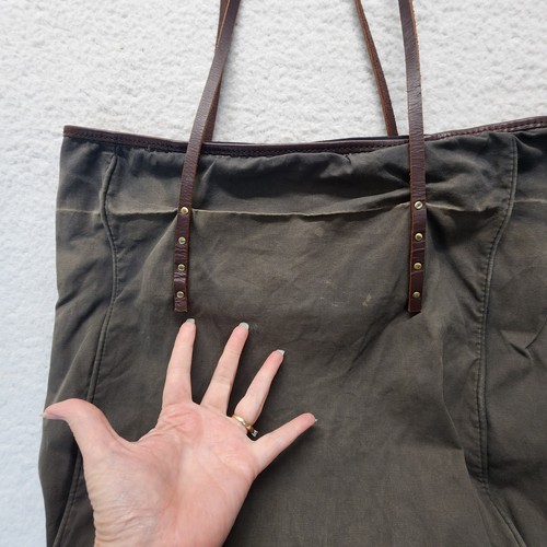 J.Crew Tasche Schultertasche olivgrün Canvas Leder Shopper distressed #2292 - Bild 7 von 17