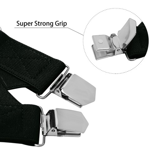 Buyless Fashion Men Trucker Suspenders 48" Elastic Adjustable 1 1/4" X Back - Picture 23 of 49