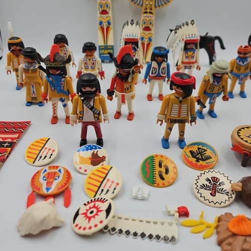 Playmobil Geobra Western Native American Lot-17 Figures, Totem Poles & More - Picture 4 of 15