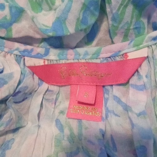 Lilly Pulitzer Amethyst Tint Willa Flounce Sleeve Top Self Tie Front Colorful - Picture 5 of 5