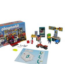 Vtg Playmobil Motorcycle Bike Shop 3992 Almost Complete Box Figures