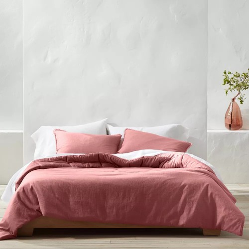King/CA King Heavyweight Linen Comforter & Sham Set Rose Casaluna - Picture 2 of 8