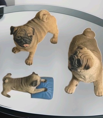 Lot Of 3 Life Like Pugs Includes  1997 Home Interiors Gift Puppies Dogs Vintage - Picture 1 of 23