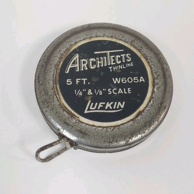 Lufkin Vintage Architects Thinline Stainless Tape Measure 5 Ft 1/8'' & 1/4'' W605A