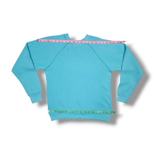 Vintage Tultex Sweatshirt Women's Small Light Blue Pullover Blank Plain 80s - Picture 4 of 9