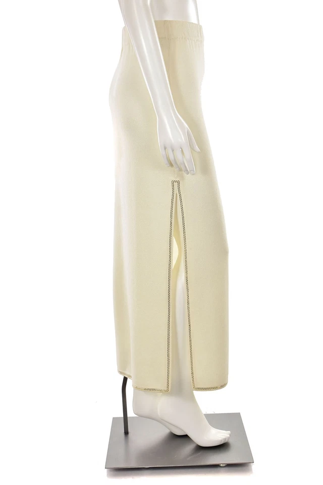 Falda de noche St. John Evening dorada/plateada lentejuelas en crema talla 8 Foto 3 de 4