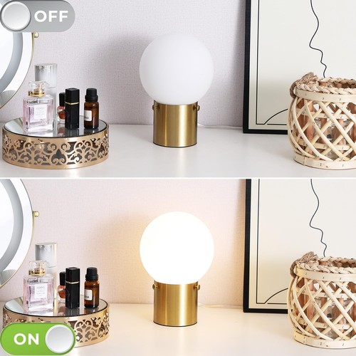 Gold Table Lamps Set of 2, Small Bedside Lamps with Frosted Glass Globe Shade... - Picture 5 of 7
