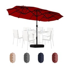 13FT Large Patio Umbrella with Base, Outdoor Double-Sided Rectangular Shade w...