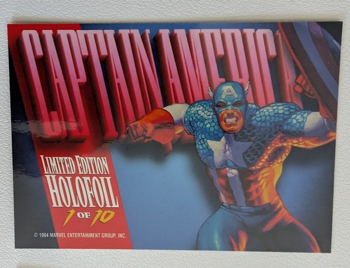 1994 Fleer Marvel Masterpieces Hildebrandt Brothers Capitan America Silver Holo. - Foto 2 di 3
