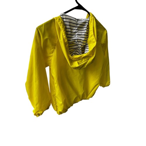 Kids Yellow Rain Jacket Lightweight Hooded Windbreaker Full Zip - Picture 9 of 15