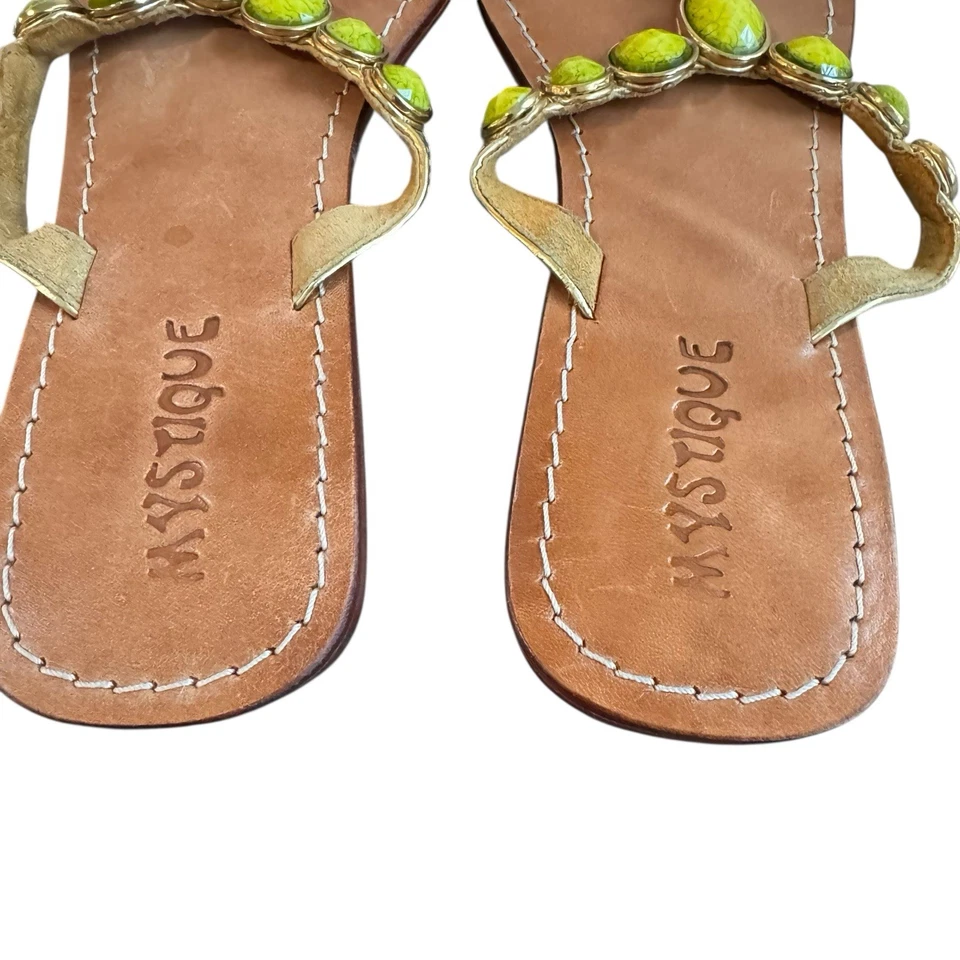 Auténtica sandalia de lujo Mystique adornada con piedras preciosas talla 10 hecha a mano vacaciones Foto 4 de 4