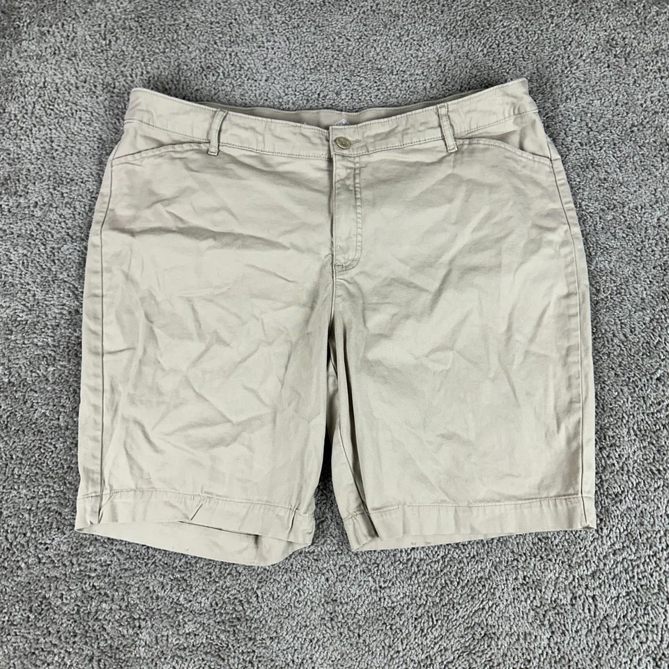 St Johns Bay Shorts Womens 22W Beige Bermuda Cotton Blend Stretch Ladies - Image 2 of 4
