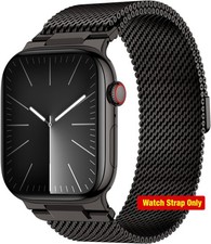 Black Milanese Loop Band with Magnetic Clasp for Apple Watch 49mm 44mm Compatibi
