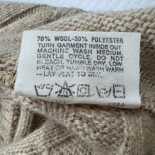 Vintage Robert Bruce 2X Cable Knit Wool Blend Sweater Vest Beige Tan USA Made - Picture 5 of 8