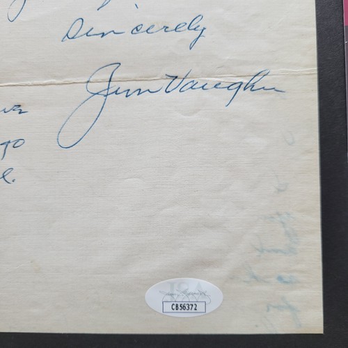 Jim Hippo Vaughn signiert 1948 Baseball Brief JSA authentifiziert - Bild 3 von 4