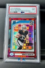 2024 Donruss Brock Bowers Rated Rookie Optic Red Pandora Prizm #394 PSA 9!
