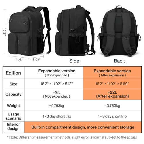 Large Capacity Travel Laptop Backpack, Lightweight Durable College Bookbag Me... - Imagen 5 de 6