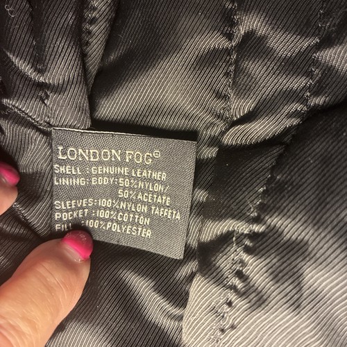 LONDON FOG Mens SZ Medium Heavy Black 100% Leather Quilt Lined L/S Bomber Jacket - Picture 20 of 20