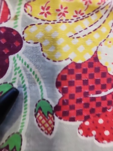 Vtg 40s 50s Patchwork Floral & Petite Cherry Print Cotton Fabric 35"w X 46" 1yd - Picture 7 of 24