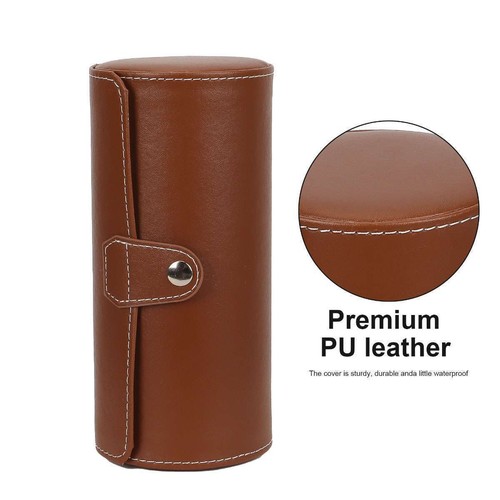 Estuche de viaje con rollo de reloj de cuero genuino 3 ranuras caja de almacenamiento de exhibición de reloj de pulsera - Imagen 8 de 14