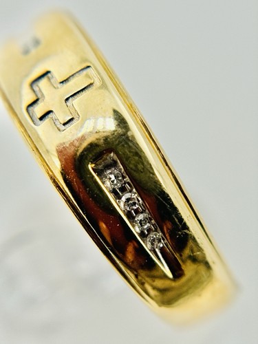 14k Yellow Gold 0.15ctw Brilliant CutDiamond Cross Ring, size 11 - Picture 6 of 8