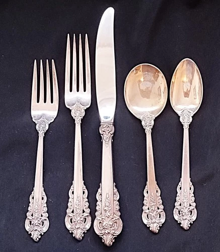 5 Piece Place Setting Wallace GRANDE BAROQUE STERLING SILVER