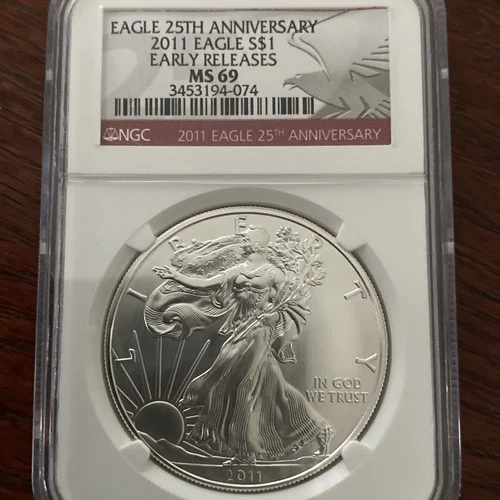 2011  Silver Eagle 25th Anniversary NGC MS69 Early Releases