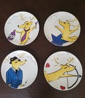 Pottery Barn Reindeer Appetizer Plates (2003) – Set of 4 –