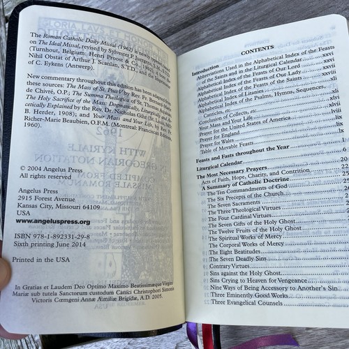 Roman Catholic Daily Missal 1962 with Kyriale Gregorian Notation Angelus Press - Imagen 11 de 14