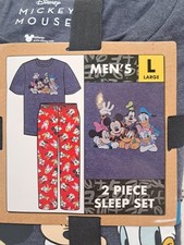 Disney Mickey Mouse Friends 2-Piece Sleep Set Mens Size L 36-38 New PJ