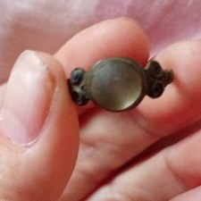 Vintage Style Bronze Tone Ring Size N Round Bezel Setting Not Hallmarked