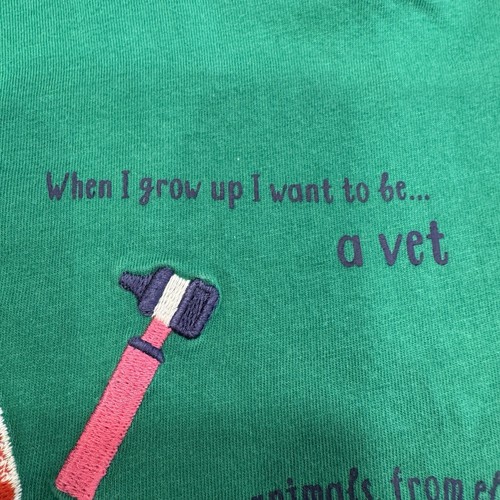 Mini Boden Shirt Tierarzt pädagogische Fakten grün Applikation Unisex Gr. 4-5 - Bild 7 von 11