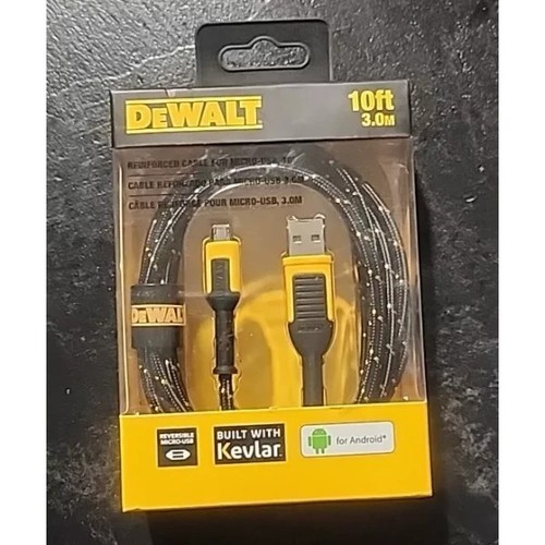 Dewalt Phone Charger Cable Micro USB Reinforced Braided Cord 10 FT - BRAND NEW! - Picture 1 of 11