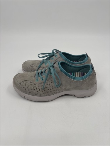 Dansko Womens 39/US 8.5 Elise Suede Leather Gray Teal Walking Comfort Shoes - Picture 4 of 16