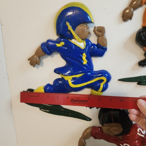 Vtg metal 1976 Homco Football Wall Plaques Set of 3 Retro Sports Kids Wall Hang - Picture 5 of 10