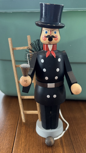 Vintage Wooden Smoker Raucher chimney sweep Seiffener Volkskunst 7.5” - Picture 1 of 10