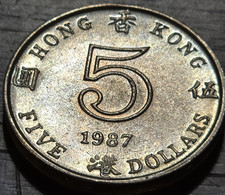 Hong Kong 1987 5 Dollar Coin - Great Coin During Past UK Hong Kong Ownership!!!