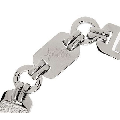 QVC Stainless Steel Message Link Bracelet with Crystal Accent - Bild 3 von 5