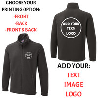 Custom Printed Fleece Jacket Men's Full Zip Workwear PERSONALISED Uniform Coat