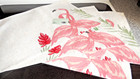 4 Embroidered Linen Flamingo Palm Leaves  Placemats the Spring tags NWT
