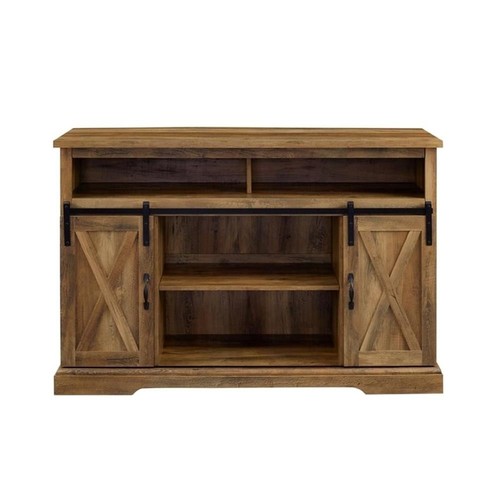 Bowery Hill Wood Sliding Highboy TV Stand for TVs up to 58" in Dark Rustic Oak - Picture 6 of 9